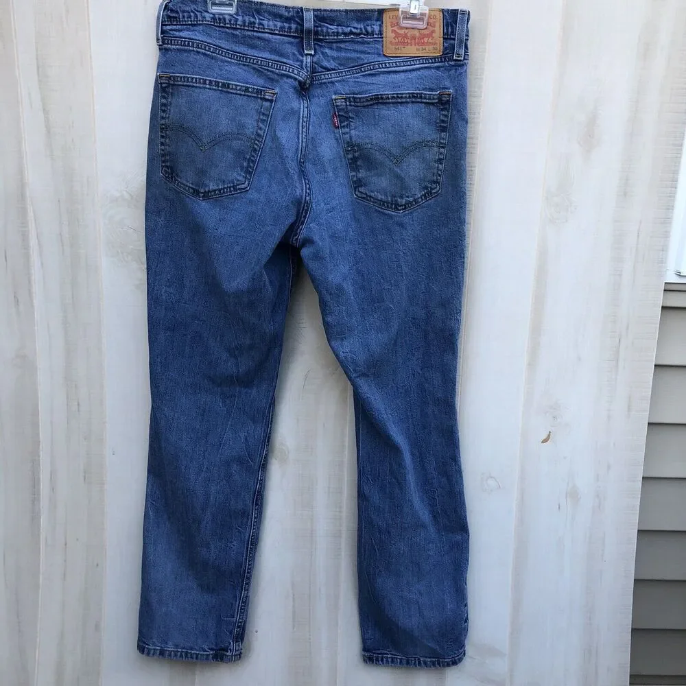 Levi’s 541 Men’s Athletic Fit Jeans Size 34x30 Blue Denim Distressed